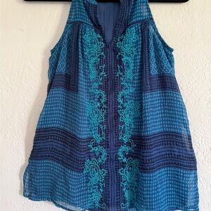 Lucky Brand Teal and Navy Tank Top